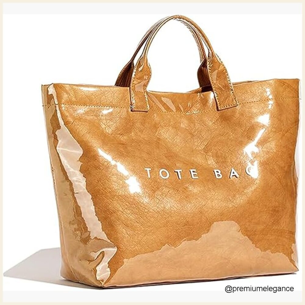 Clear PVC Tote Bag with Letter Print, Waterproof Hobo Handbag for Work